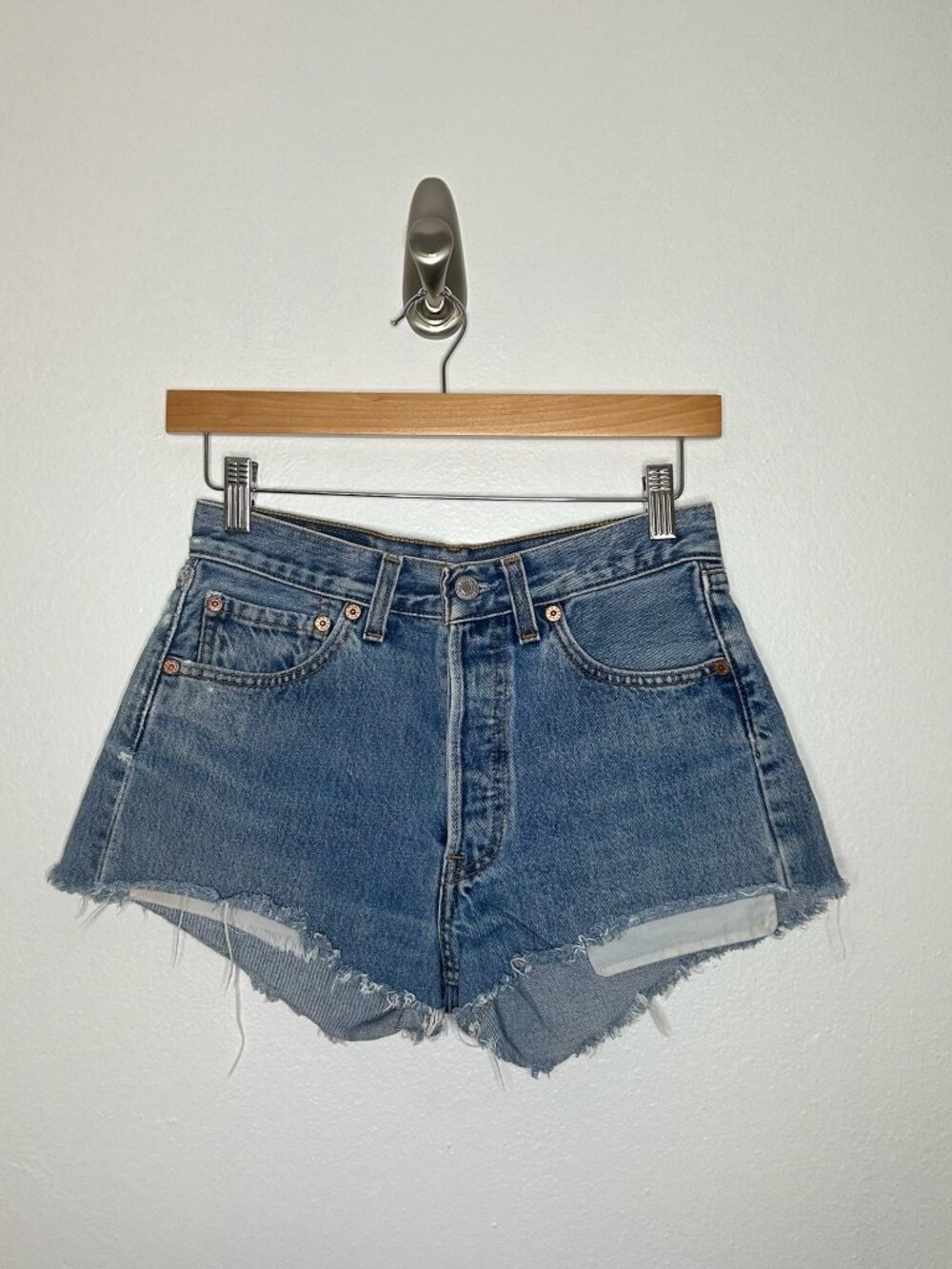 Vintage Levi's 501 Red Tab Cut Off Denim Shorts W26 Made in Canada 1997